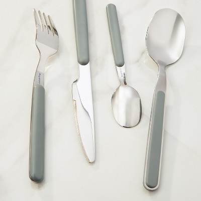BergHOFF Balance 24Pc Stainless Steel Flatware Set with ABS Handle, Moonmist