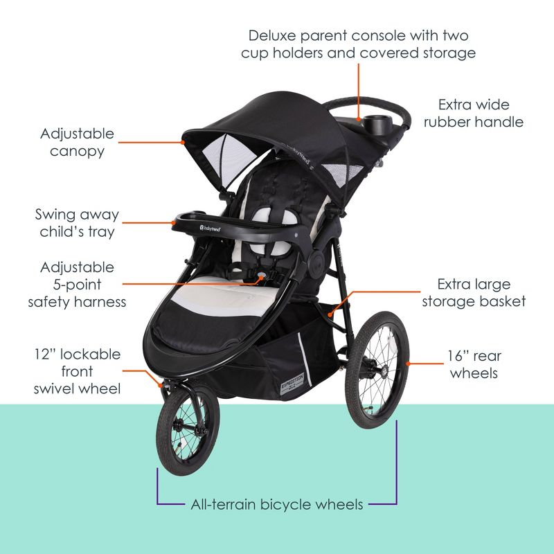 Baby Trend Expedition DLX Jogger Travel System with EZ-Lift Plus Infant Car Seat - Madrid Tan, 3 of 22