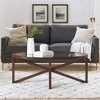 COWLOWN Black Minimalist Transparent Glass Coffee Table, Sturdy Poplar Wood Base, Scratch-Resistant & Child-Safe Design - 4 of 4