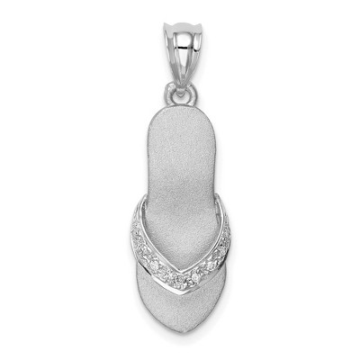 Black Bow Jewelry Diamond Satin Sandal Pendant in 14k White Gold