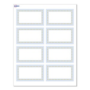 Avery® Cards, 2" x 3.5", Blue Border w/ Gold Dots, Matte White, 80ct - 1 of 4