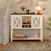 Farmhouse Sideboard Buffet Cabinet with Sliding Barn Doors, Open Storage Shelf & Wine Racks, Entryway Table for Kitchen, Dining Room, Hallway - 2 of 4
