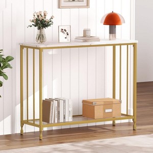 Narrow Console Table with Engineered Wood Shelf and Metal Frame, Small Entryway Sofa Table for Living Room, Foyer, Bedroom, Behind Couch - 1 of 4