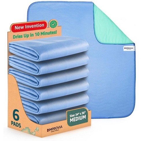 Improvia 34 X 36 Washable Underpads, Heavy Absorbency Reusable Bedwetting Incontinence  Pads - Blue, Pack Of 6 : Target