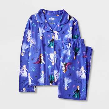 Girls' Disney Frozen Elsa & Anna Coat Pajama Set - Blue