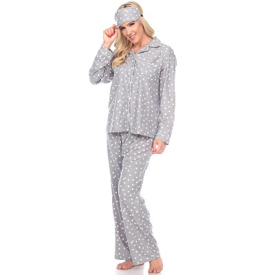 Three Ps In A Pod Gray & Pink Polka Dot Personalized Pajama Set