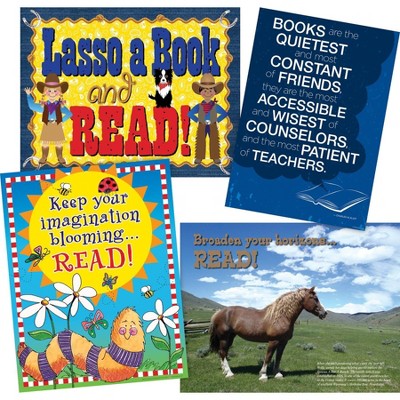 Set of 4 School Library Chart & Poster Set - Barker Creek