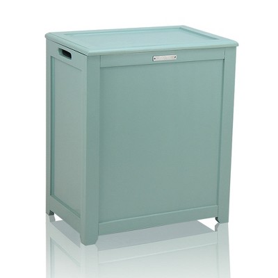 Turquoise MDF Wood Upright Laundry Hamper with Lid