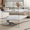 KIGFTSOD MDF Double Layered Rectangular Coffee Table with Storage Shelf, Glass Legs for Living Room, Bedroom - 2 of 4
