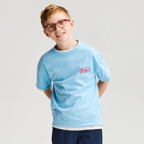 Детские футболки Cat & Jack Boys' Short Sleeve 100% Cotton 'Ray's Pizza' Oversized Graphic T-Shirt - Cat & Jack™ Light Blue L