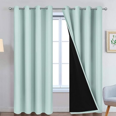 Yakamok Room Darkening Thermal Insulated Blackout Curtains for Bedroom (52Wx90L,Aqua 2 Panels)