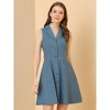 INSPIRE CHIC Women's Sleeveless V Neck Notched Lapel Shirt Dress - 3 of 4