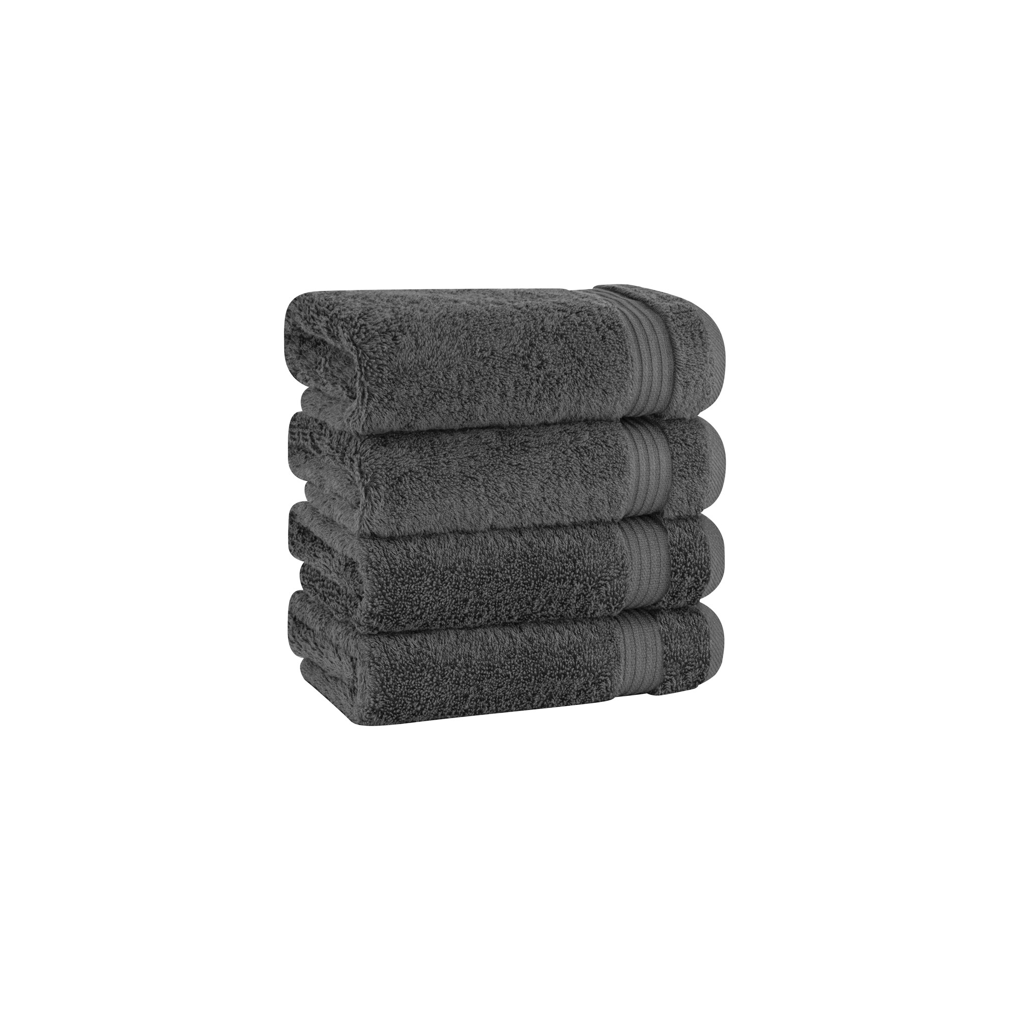 American Soft Linen Bekos 4 Pack Hand Towel Set, 100% Cotton Hand Towels for Bathroom, Dark Gray