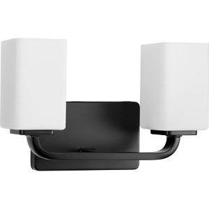 Progress Lighting Cowan 2-Light Wall Light in Matte Black with Etched Opal Glass Shade - 1 of 1