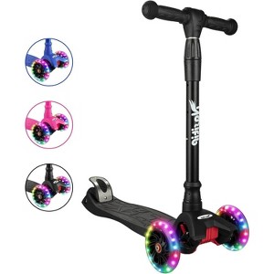 Kids Kick Scooter, LED Lighted Wheels and 4 Adjustable Height Handlebars, Lean-to-Steer & Widen Anti-Slip Deck, 3 Wheel Scooter Ages 3-12 - 1 of 4