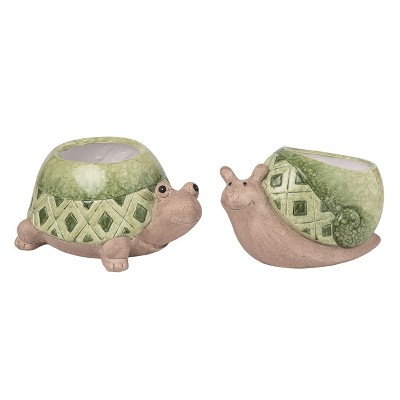 Transpac Terracotta Garden Critter Planter Set of 2 Spring Home Decorations