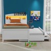 Twin Size Platform Bed with Storage LED Headboard, Twin Size Trundle and 3 Drawers - 2 of 4