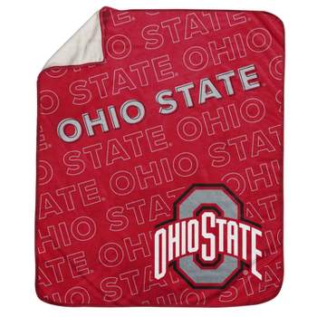 NCAA Ohio State Buckeyes Wordmark 60 x 70 Faux Shearling Blanket