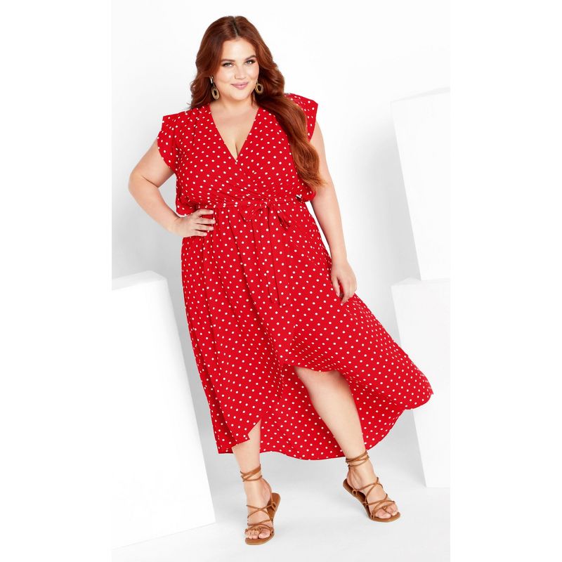 Women's Plus Size Fresh Spot Maxi Dress - tango red | CITY CHIC, 4 of 9