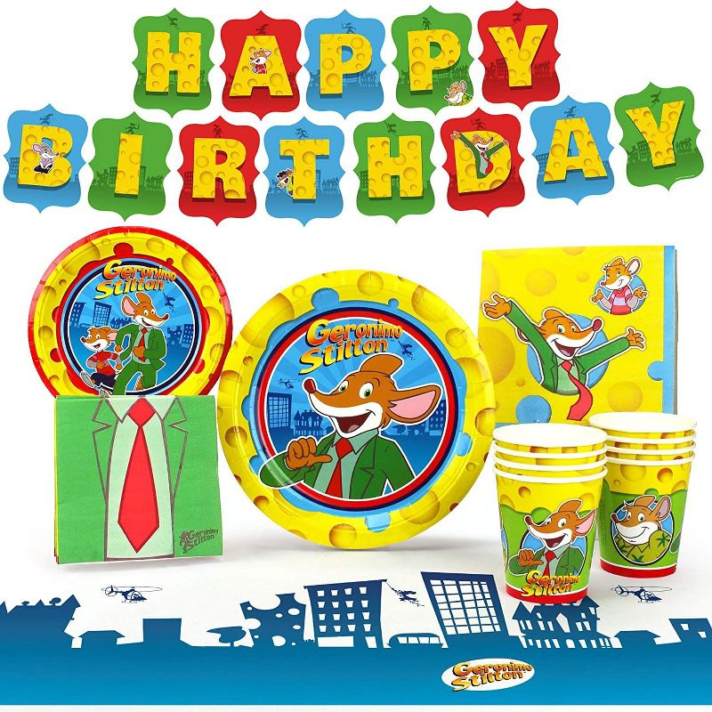 Prime Party Geronimo Stilton Birthday Party Supplies Pack | 58 Pieces | Serves 8 Guests, 1 of 5