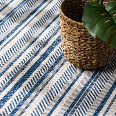 Hauteloom Olin White&Blue Striped Nordic Rug