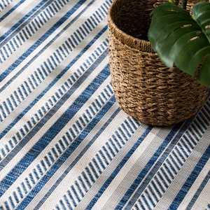 Hauteloom Olin White&Blue Striped Nordic Rug - 1 of 4