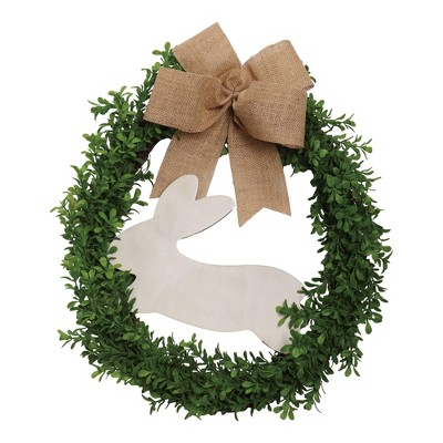 Transpac Greenery Wreath With Natural Easter Bunny And b Home Decorations Easter