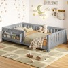 Okak Twin/Full Size Platform Beds with Storage Bookshelf & Guardrails,Solid Wood Bed Frame for Kids,Teens,No Spring Box Needed - 3 of 4