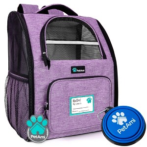 PetAmi Premium Dog Backpack Carrier Small Large Cat Puppies, Ventilated Pet Hiking Travel Bag, Airline Approved Safety Camping Biking - 1 of 4