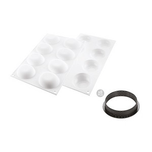 Silikomart Kit Tarte Ring Palet 70 Silicone Mold with 8 Cavities, Each 2.51 Inch Diameter x 0.70 Inch High - 1 of 4