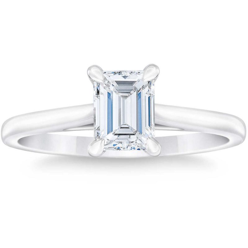 Pompeii3 Platinum 1Ct Emerald Cut Diamond Solitaire Engagement Ring Lab Created, 1 of 6