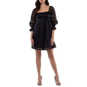 August Sky Women's Shimmer Satin Babydoll Dress - 1 of 4