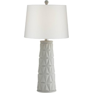 360 Lighting Triangles 28 1/2" Tall Geometric Mid Century Modern End Table Lamp Gray Cement Single White Shade Living Room Bedroom Bedside Nightstand - 1 of 3
