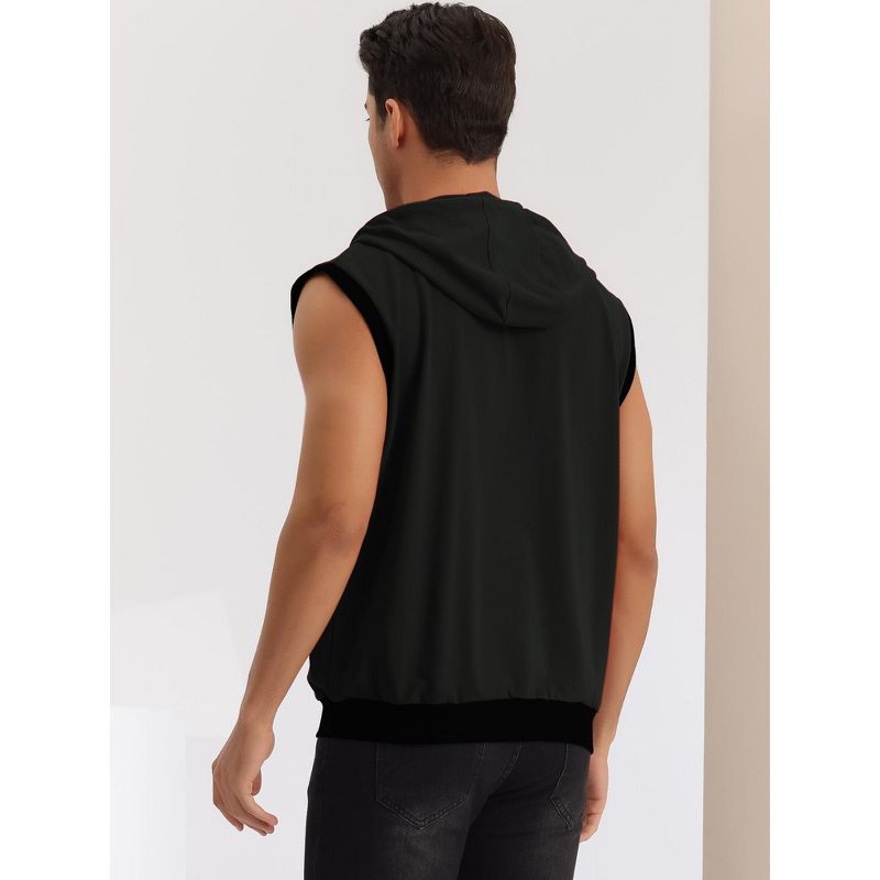 Lars Amadeus Men's Zip Up Sleeveless Drawstring Hooded Sweatshirt Vest, 3 of 7