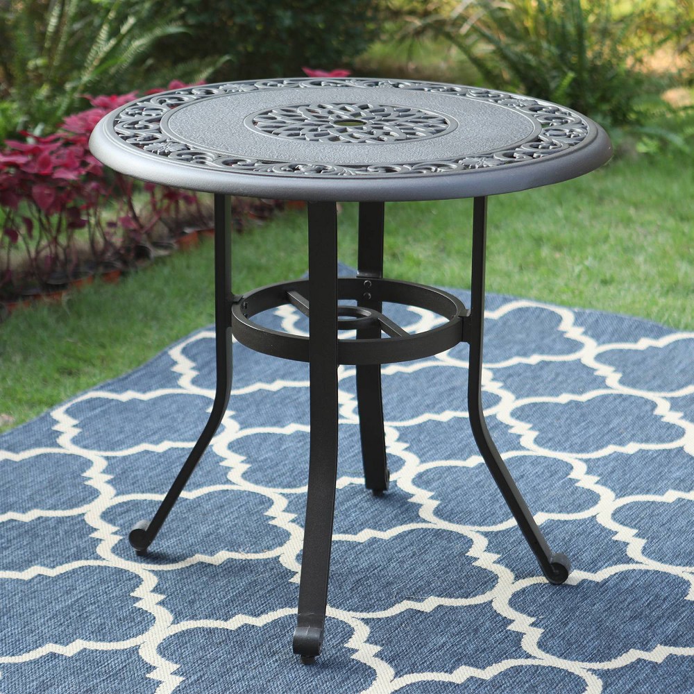 Photos - Garden Furniture Outdoor Cast Aluminum Round Table with 1.97" Umbrella Hole - Brown - Capti