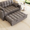 AENKYO Modern Velvet Loveseat Sleeper Sofa, Convertible Pull-Out Bed with Pillows & Side Pockets, Space Saving for Apartment - 2 of 4