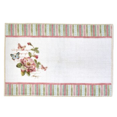 Lakeside Rose Garden Floral Themed Bathroom Rug - Restroom Floor Accent