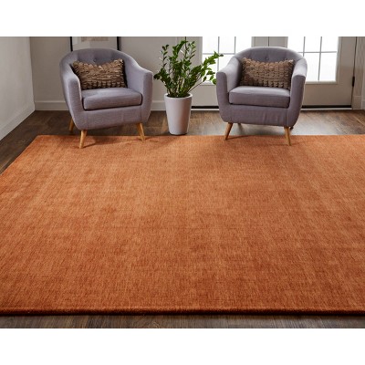 Handwoven Orange Wool Rectangular Area Rug 3'6" x 5'6"