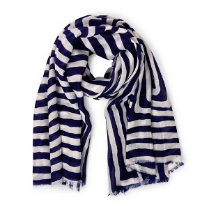 The Marina - Navy and White Lightweight Scarf by YOUZEY - 1 of 4