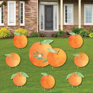 Big Dot of Happiness Little Clementine - Yard Sign and Outdoor Lawn Decorations - Orange Citrus Baby Shower or Birthday Party Yard Signs - Set of 8 - 1 of 4