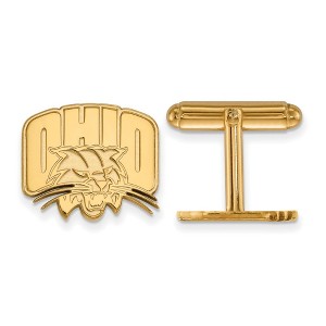 Black Bow Jewelry 14k Yellow Gold Ohio Bobcats NCAA Cuff Links - 1 of 3