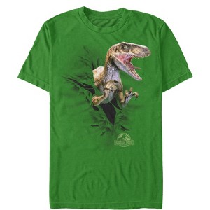 Men's Jurassic Park Danger Velociraptor Tearing Through T-Shirt - 1 of 4