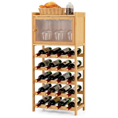 Costway 20-bottle Bamboo Wine Rack Cabinet Freestanding Display