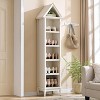 Bookshelf with Adjustable Shelves, 75.9" Tall Narrow Bookshelf with Storage, 5 Tiers Open Shelves Bookcase with Triangular Top, White - 4 of 4