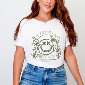 S.W.Smiley Peace Purpose Presence - Women's Garment Dyed Graphic T-Shirt - 1 of 4