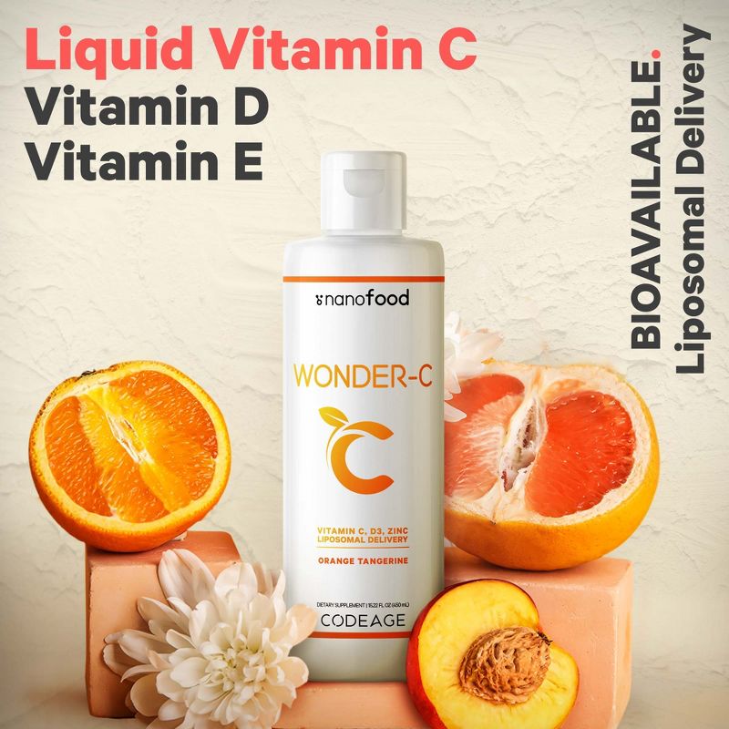 Codeage Nanofood Wonder-C Liposomal Vitamin C, D3, E & Zinc Liquid Supplement - 16 fl oz, 6 of 10