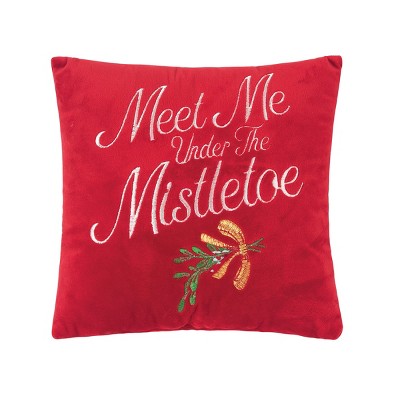 C&F Home 10" x 10" Under The Mistletoe Embroidered Christmas Holiday Throw Pillow