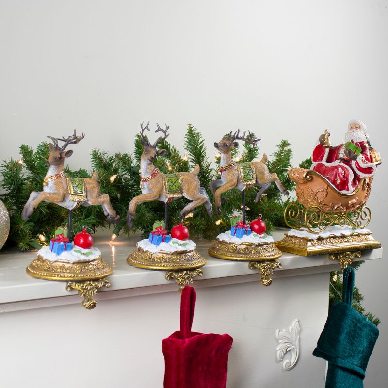 Northlight Set of 4 Santa and Reindeer Christmas Stocking Holders 9.5", 2 of 5