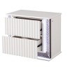 Vynxaria Contemporary White 2-Drawer Nightstand, Wood Build, Diamond-Patterned LED Sides, Textured Drawer Fronts, Sturdy Construction - 2 of 4