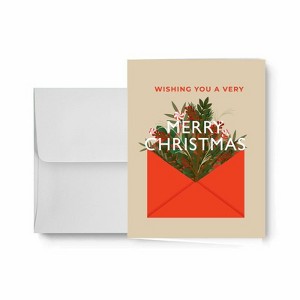 Paper Frenzy Red Envelope Greetings Christmas Holiday Cards with White Envelopes - 25 pack - 1 of 2